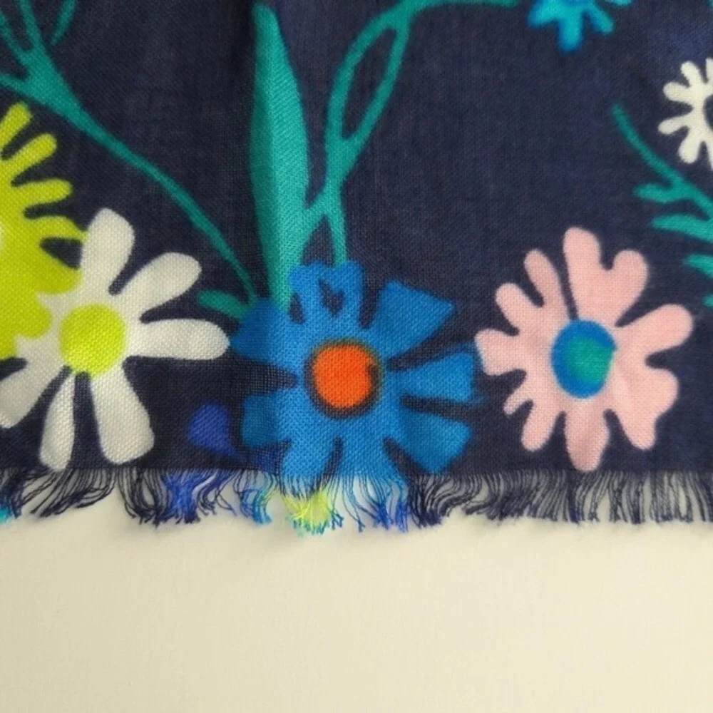 Vera Bradley Blue Floral Moonlight Garden Fringe Scarf & Petite Paisley Socks